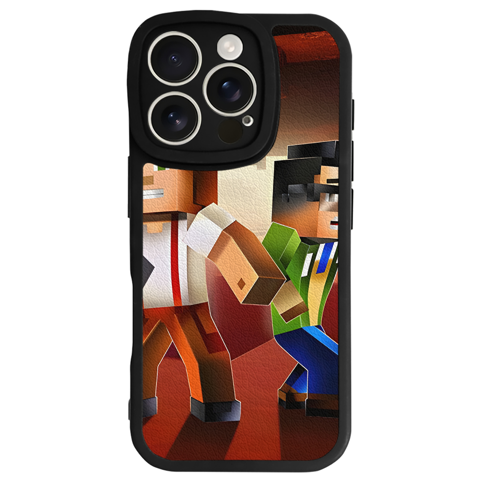 （画像用） マインクラフト ブロックの世界 Minecraft MC Block world 【iPhone 16シリーズ対応】シリコンスマホケース（レザー調） 材質：シリコン
